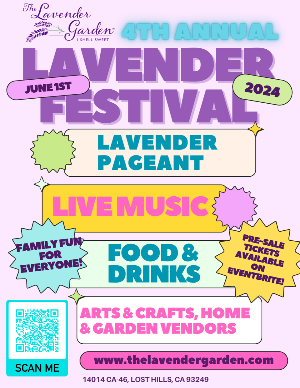 4th Annual Lavender Garden Festival June 1, 2024 Flyer